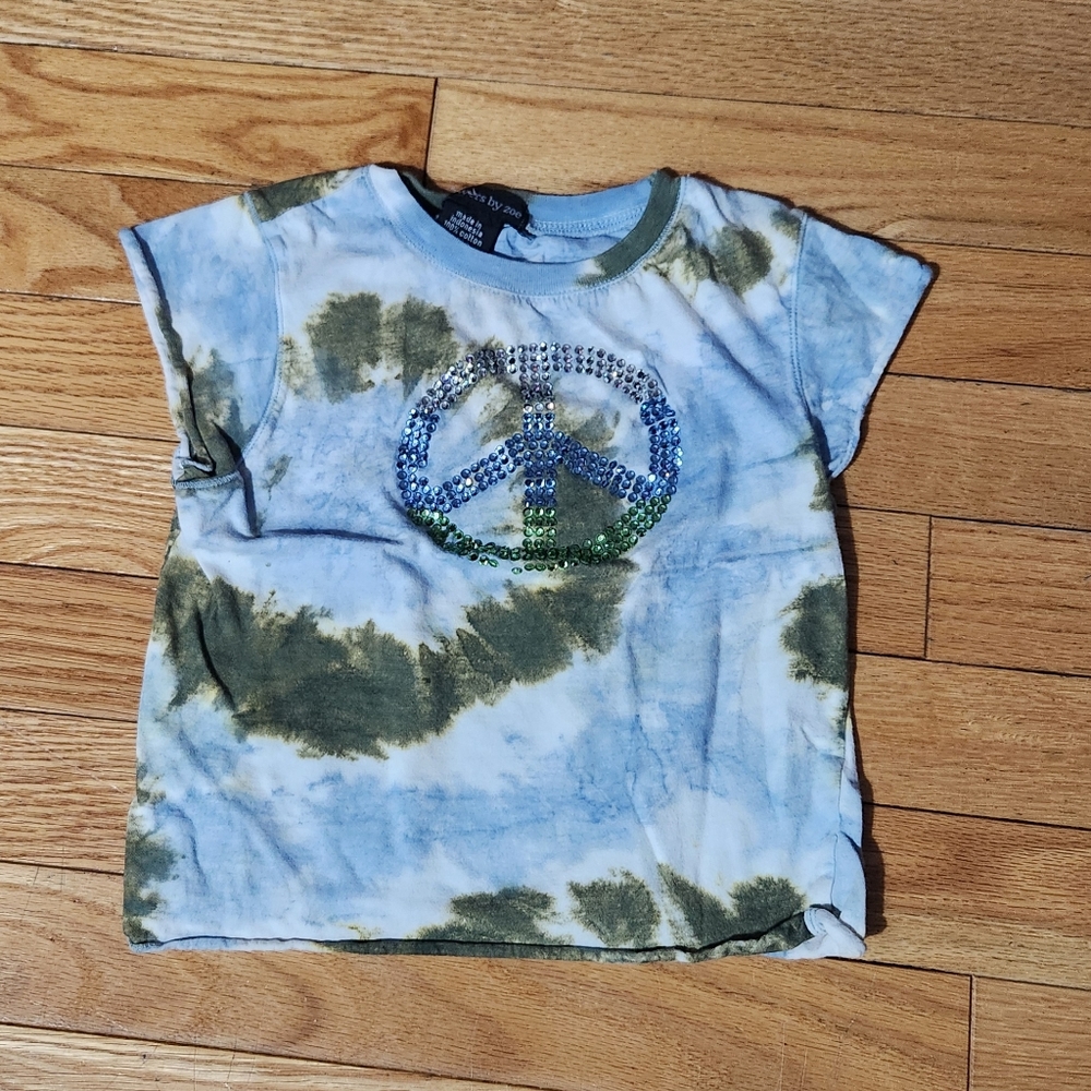 Kids peace sign rhinestone shirt